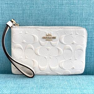 Coach White Leather Wristlet